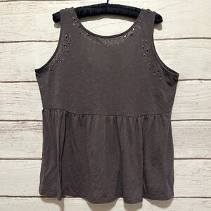 Express Women's Sleeveless Peplum Tank Top - Charcoal Gray